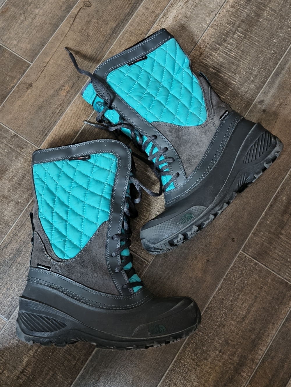 The North Face Kid's  Tephra Lace-Up Winter Boots - Teal/Gray Aqua Size 4 Snow